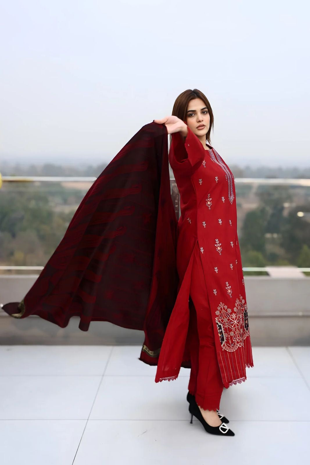 Winter Luxury Unstitched Khaddar 3pc With Wool jacquard Printed shawl