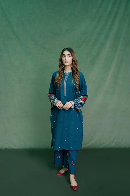 URGE-2PC KHADDAR EMBROIDRED SHIRT WITH AND EMBROIDRED TROUSER