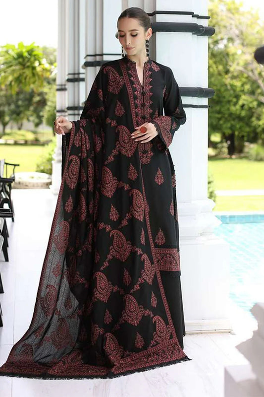 Bareeze 3PC Embroidered Dhanak Suit with Heavy Embroidered Shawal