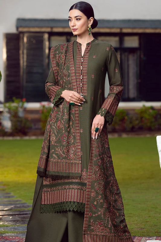 Bareeze 3PC Unstitched Heavy Embroidered Dhanak Suit With Heavy Embroidered Dhanak Shawl