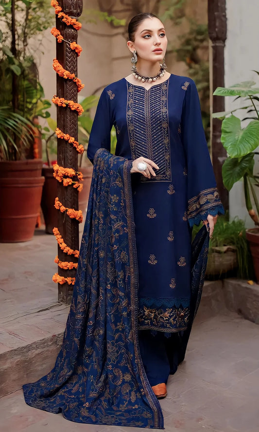 Bareeze Black Embroidered Dhanak Three Piece Winter Collection