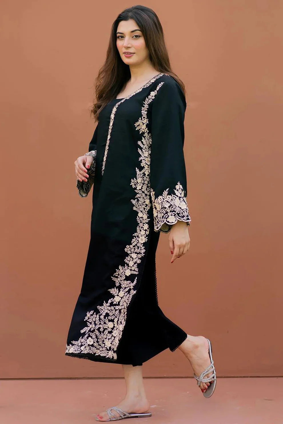 LAJWANTI - 2PC DHANAK EMBROIDERED SHIRT WITH TROUSER