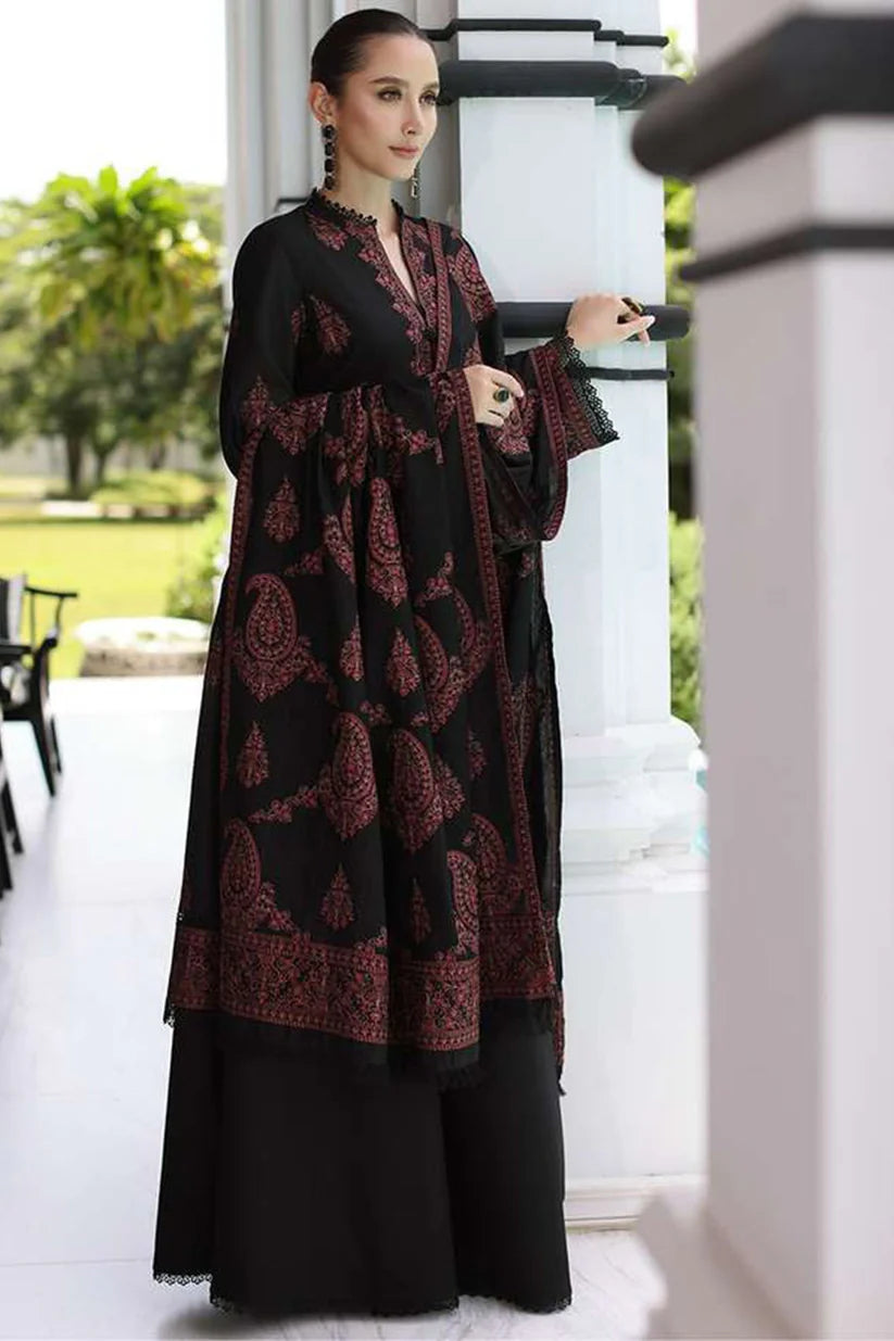 Bareeze 3PC Embroidered Dhanak Suit with Heavy Embroidered Shawal