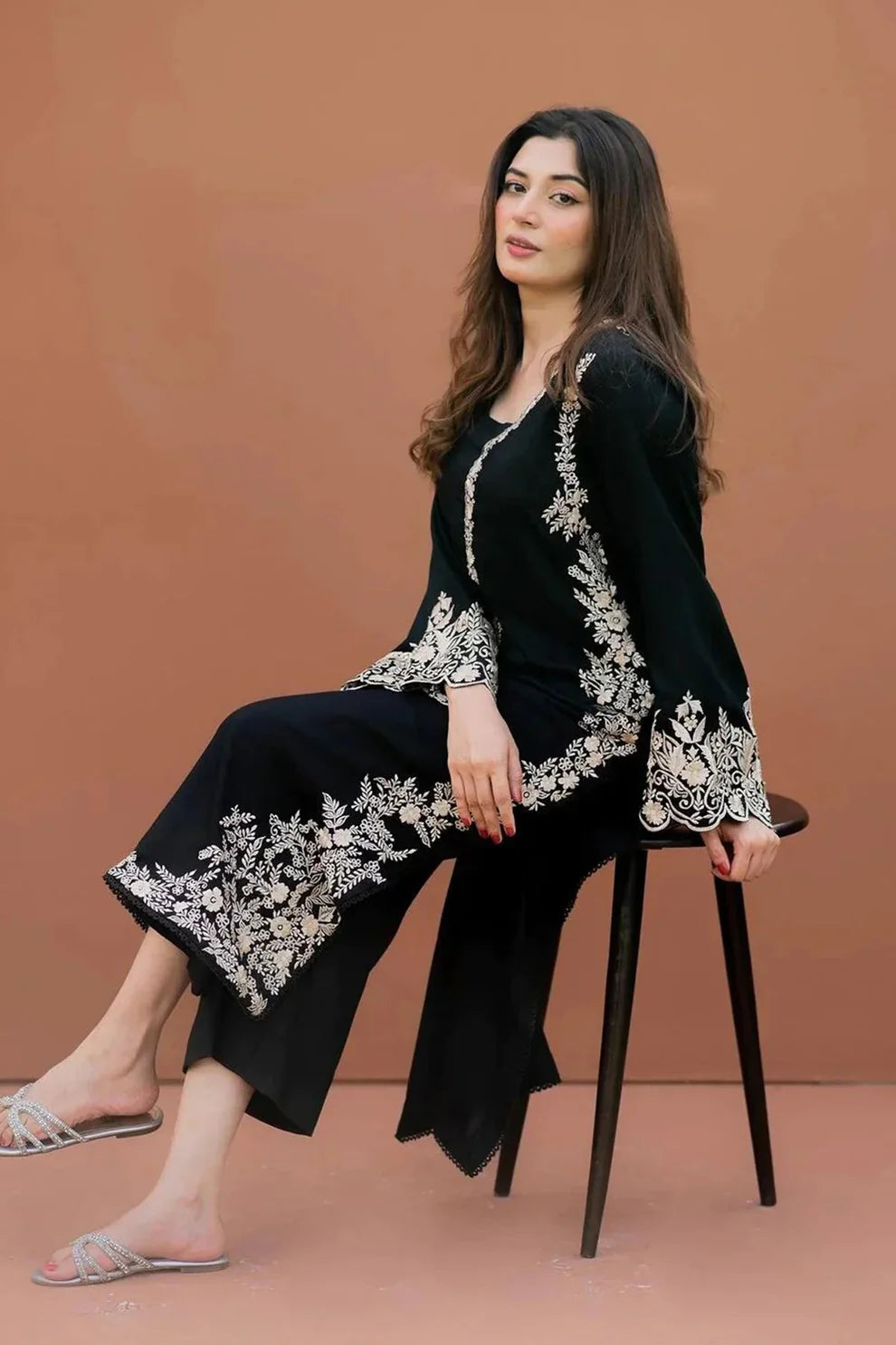 LAJWANTI - 2PC DHANAK EMBROIDERED SHIRT WITH TROUSER