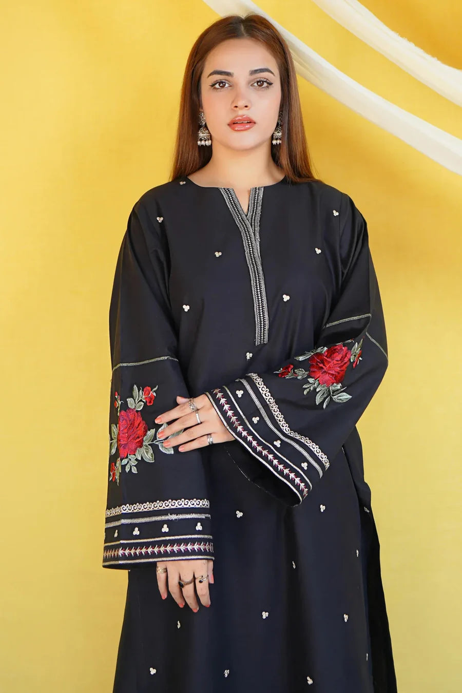 URGE - 2PC DHANAK EMBROIDERED SHIRT WITH EMBROIDERED TROUSER