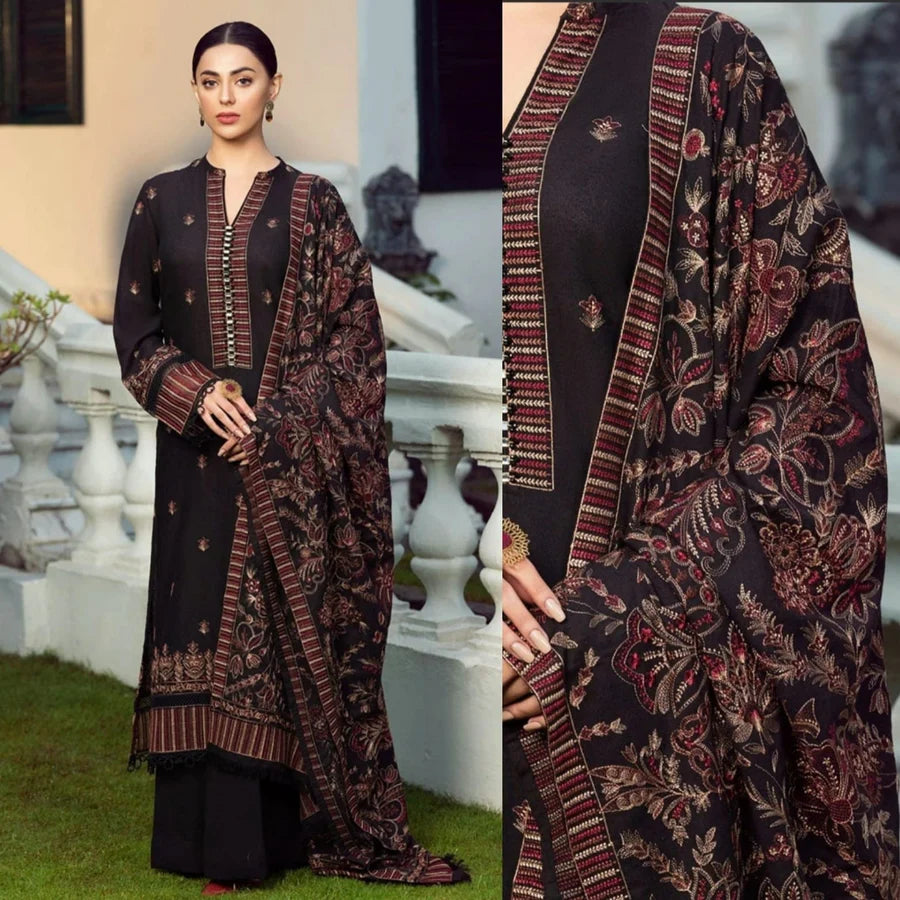 Bareeze Dhanak 3PC Unstitched Suit With Heavy Embroidered Dhanak Shawl