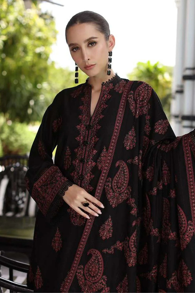 Bareeze 3PC Embroidered Dhanak Suit with Heavy Embroidered Shawal