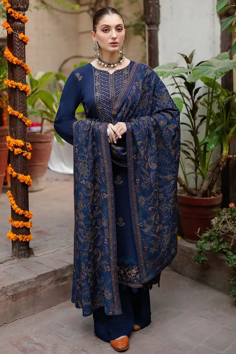 Bareeze Black Embroidered Dhanak Three Piece Winter Collection