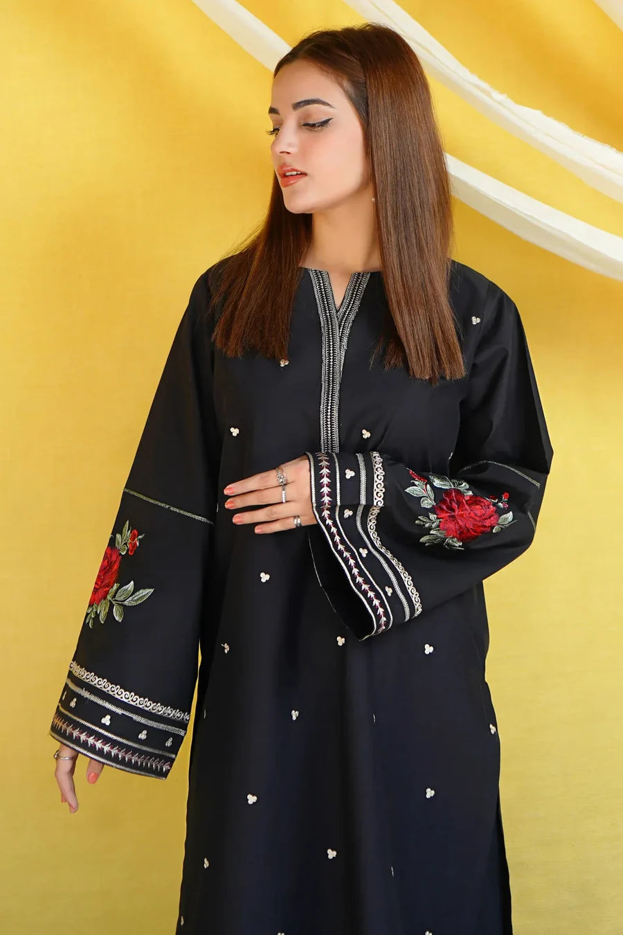 URGE - 2PC DHANAK EMBROIDERED SHIRT WITH EMBROIDERED TROUSER