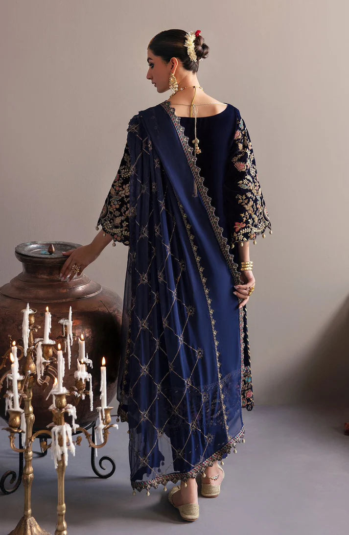 JAZMIN -VELVET 3PC-SEQUENCE EMBROIDERED WORK SHIRT WITH CHIFFON HEAVY SEQUANCE EMBROIDERED DUPATTA