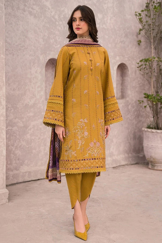 JAZMIN 3PC DHANAK EMBROIDERED WITH COUTURE WOOL PRINT SHAWL