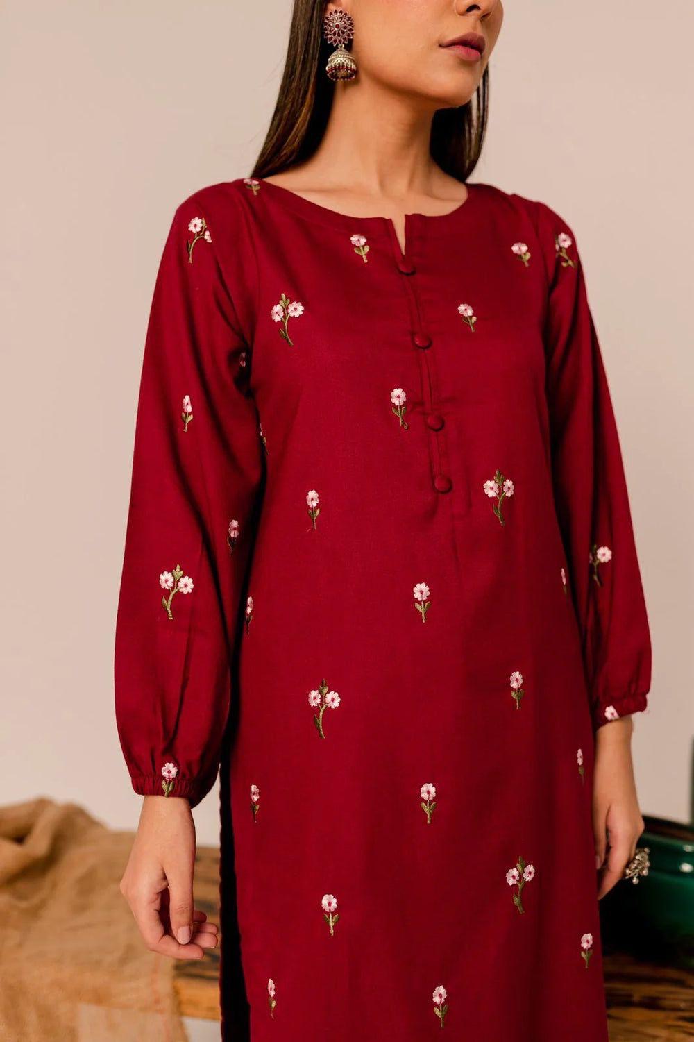 Zara shahjahan - 2PC DHANAK EMBROIDERED SHIRT AND TROUSER